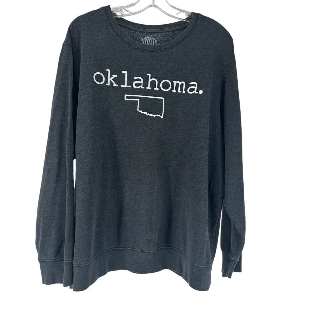 Oklahoma Home State Sweatshirt Gray Womens Size 3X 24W 26W Casual Pullover Top